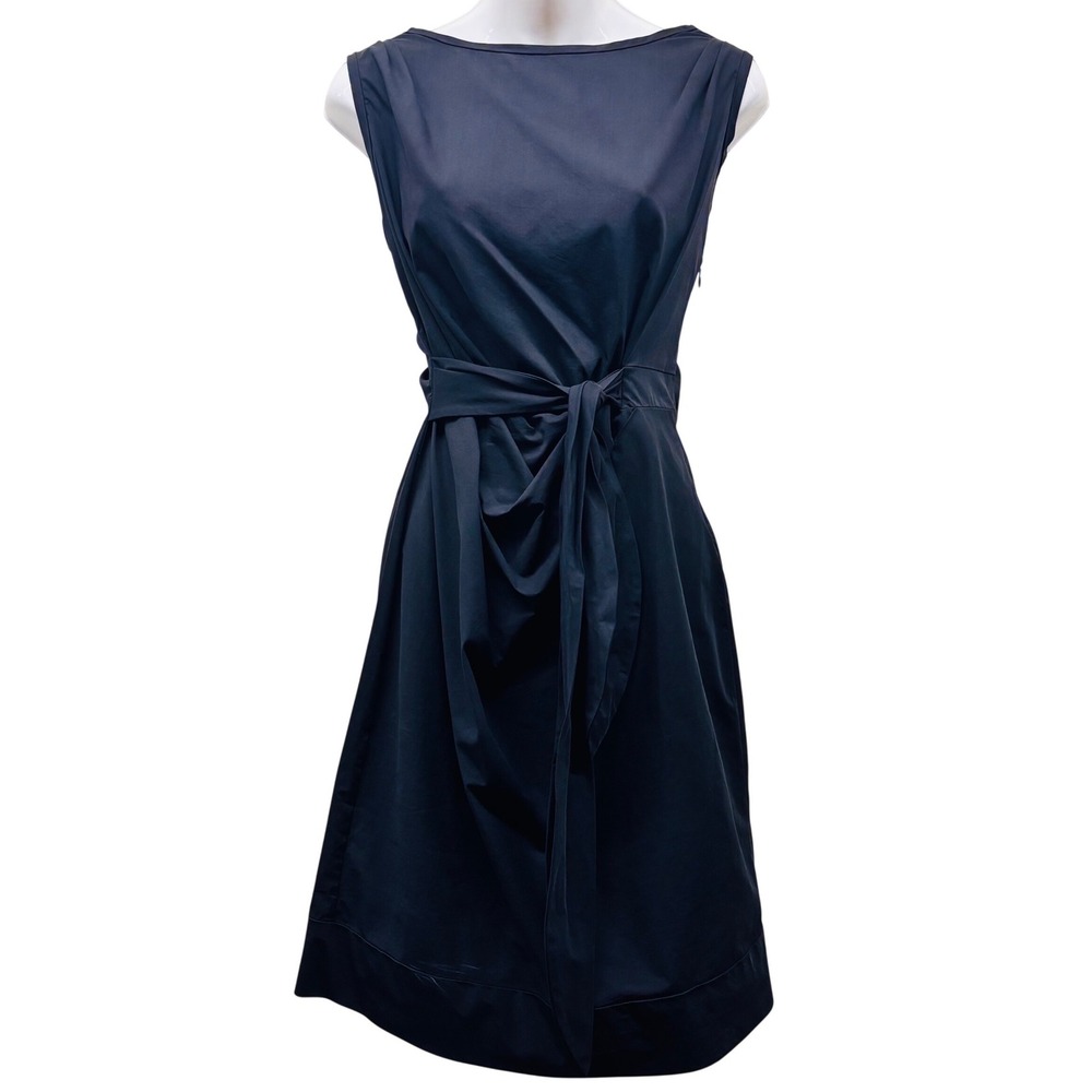 Diane‎ von Furstenberg Black Cotton Tie Waist Sleeveless Dress Size 8 DVF